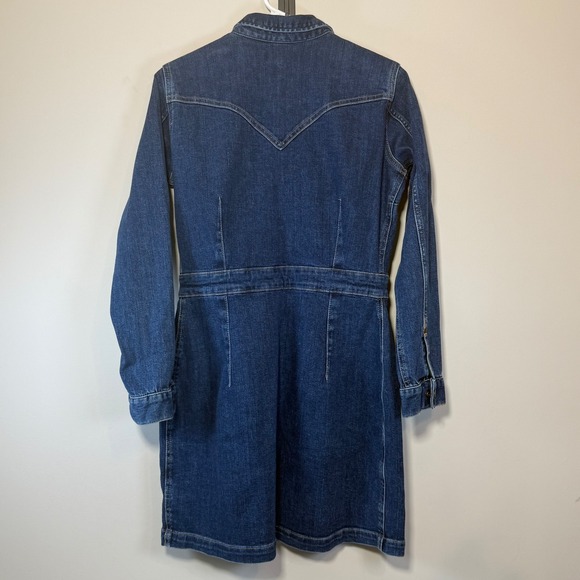 NWT Wrangler Retro Women's Small Long Sleeve Denim Dress Snap up Blue Jean SEE - Picture 2 of 8